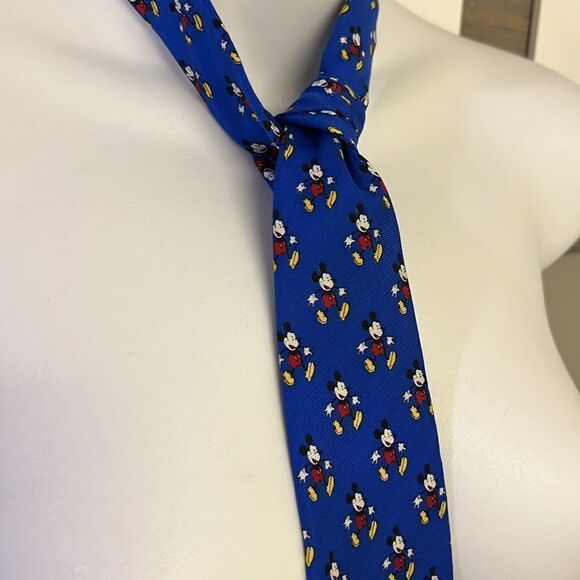 Mickey & Co by Balance Inc The Tie Works Blue Silk Tie with Mickey Throughout - Picture 6 of 8